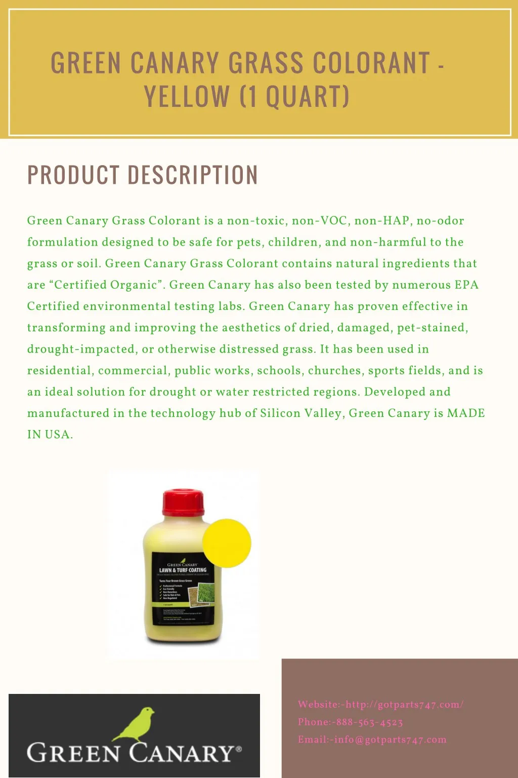 green canary grass colorant yellow 1 quart