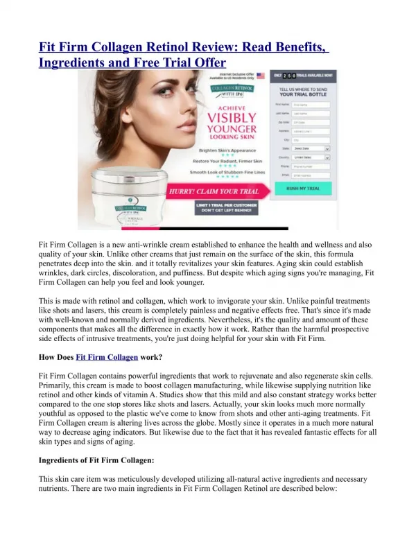 Fit Firm Collagen Retinol Review: Read Benefits, Ingredients and Free Trial Offer