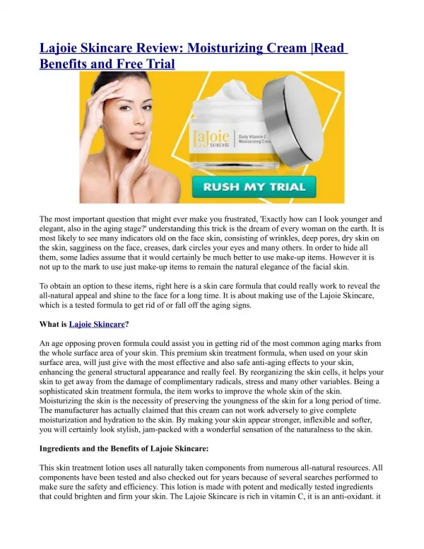 Lajoie Skincare Review: Moisturizing Cream |Read Benefits and Free Trial