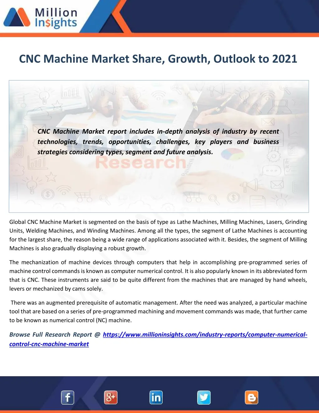 cnc machine market share growth outlook to 2021