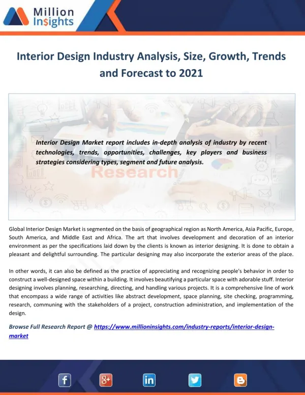 Interior Design Market Size, Share, Emerging Trends, Analysis and Forecasts 2021