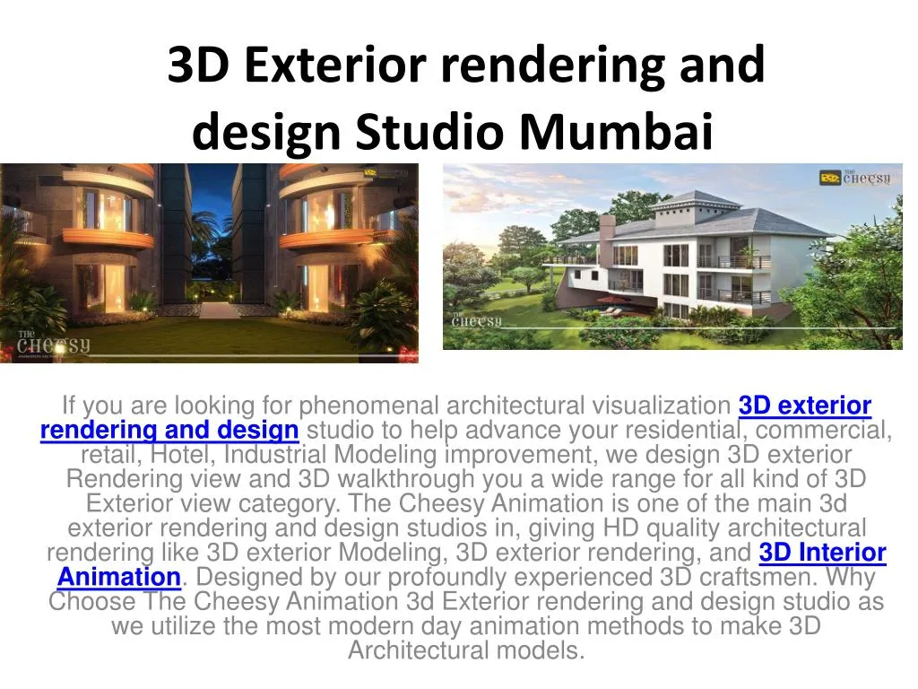 3d exterior rendering and design studio mumbai