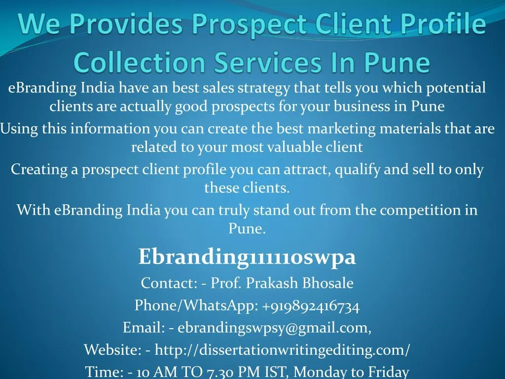 we provides prospect client profile collection services in pune
