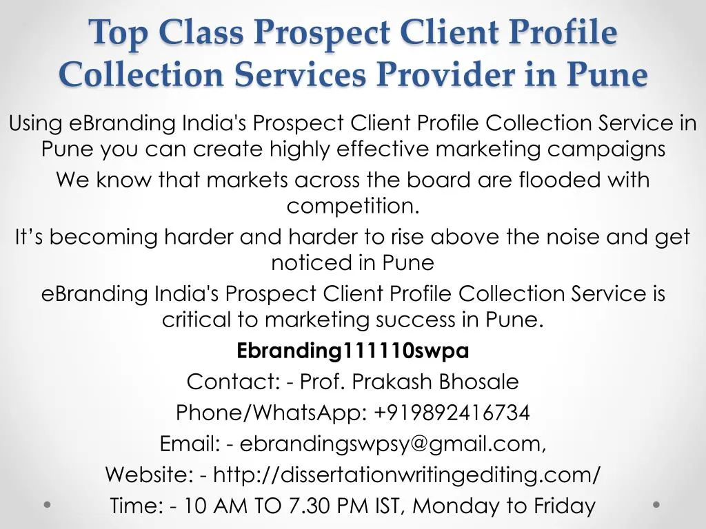 top class prospect client profile collection services provider in pune
