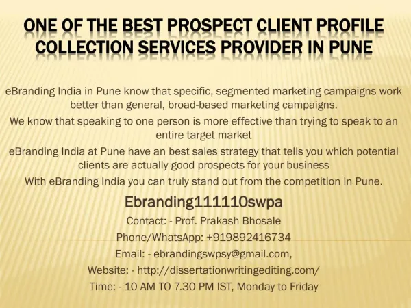 One of the Best Prospect Client Profile Collection Services Provider in Pune