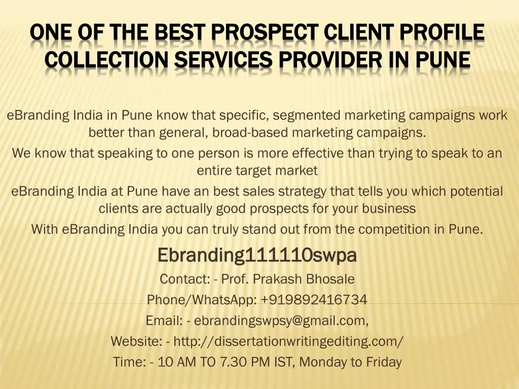 one of the best prospect client profile collection services provider in pune