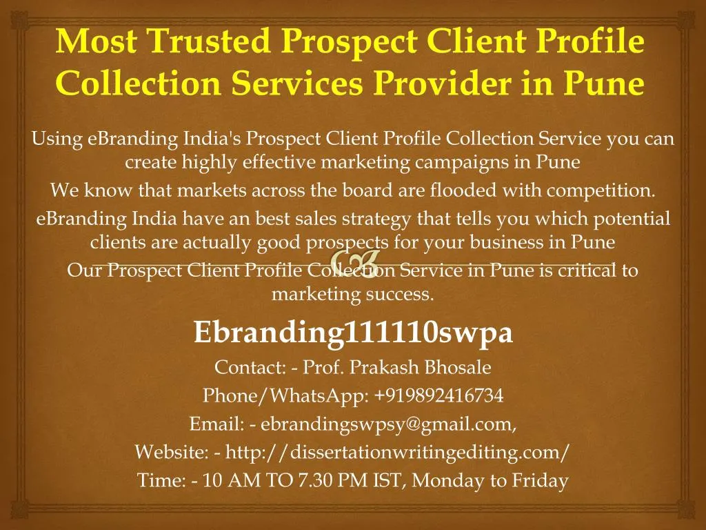 most trusted prospect client profile collection services provider in pune