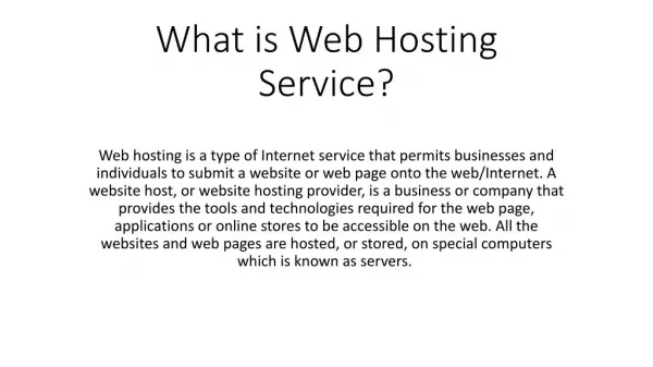 What is Web Hosting Service?