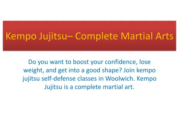Kempo Jujitsu– Complete Martial Arts
