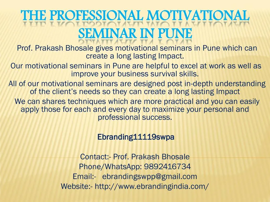 the professional motivational seminar in pune