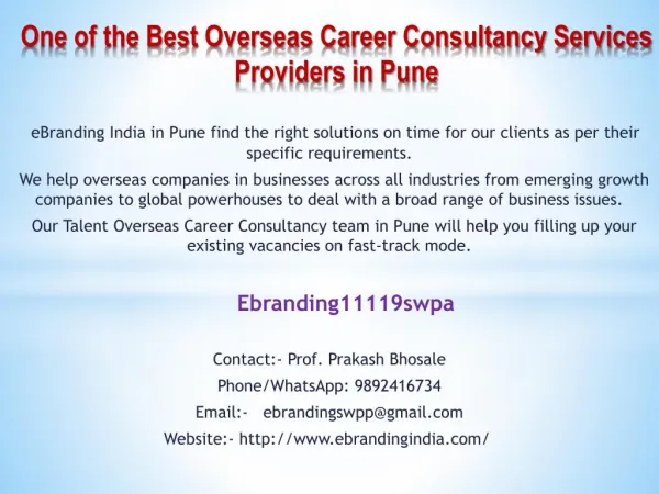 One of the Best Overseas Career Consultancy Services Providers in Pune
