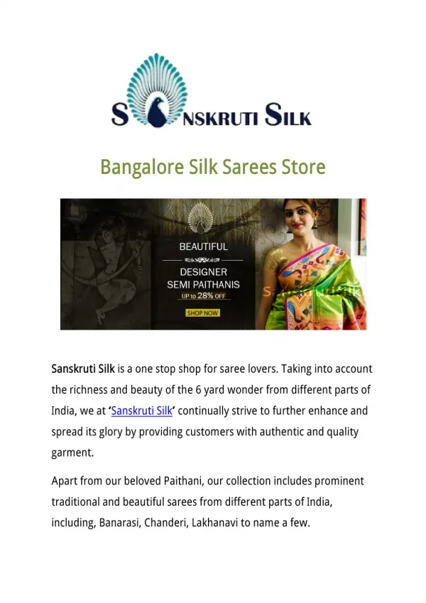 Bangalore Silk Sarees Store