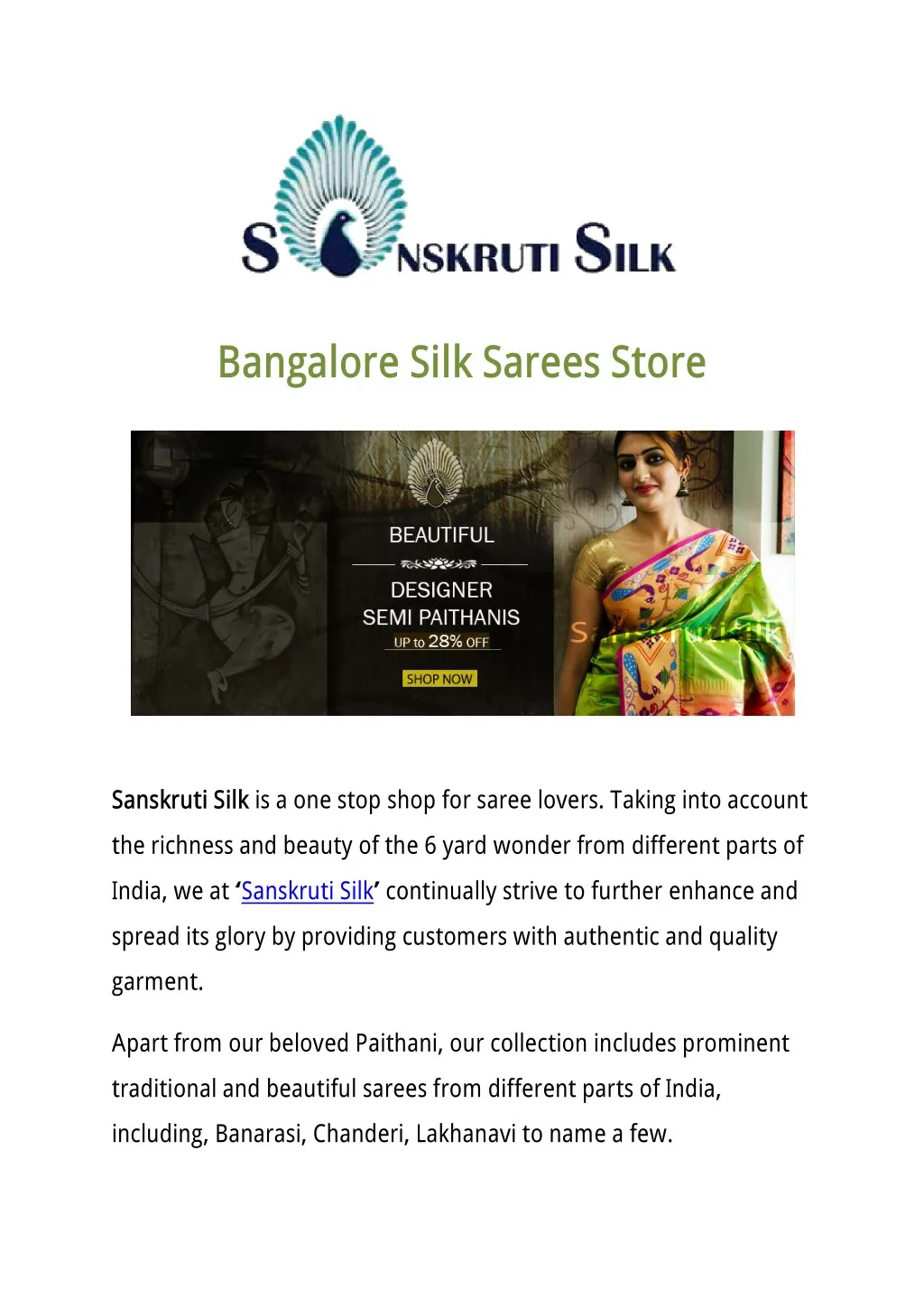 bangalore silk sarees store