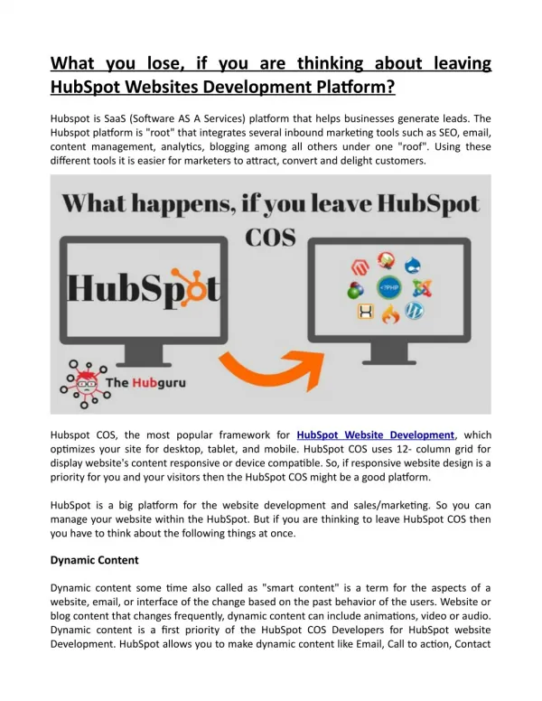 What You Lose, if You Thinking about Leaving HubSpot Websites Development Platform?