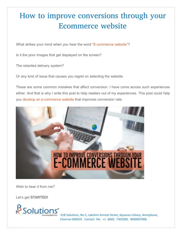 How to improve conversions through your e-commerce website