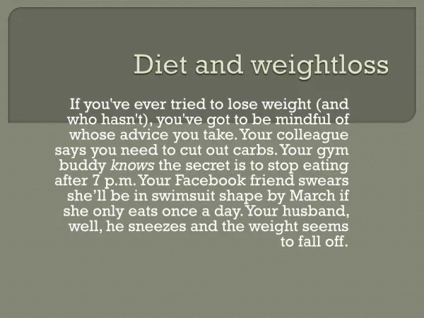 Diet and weighloss tips