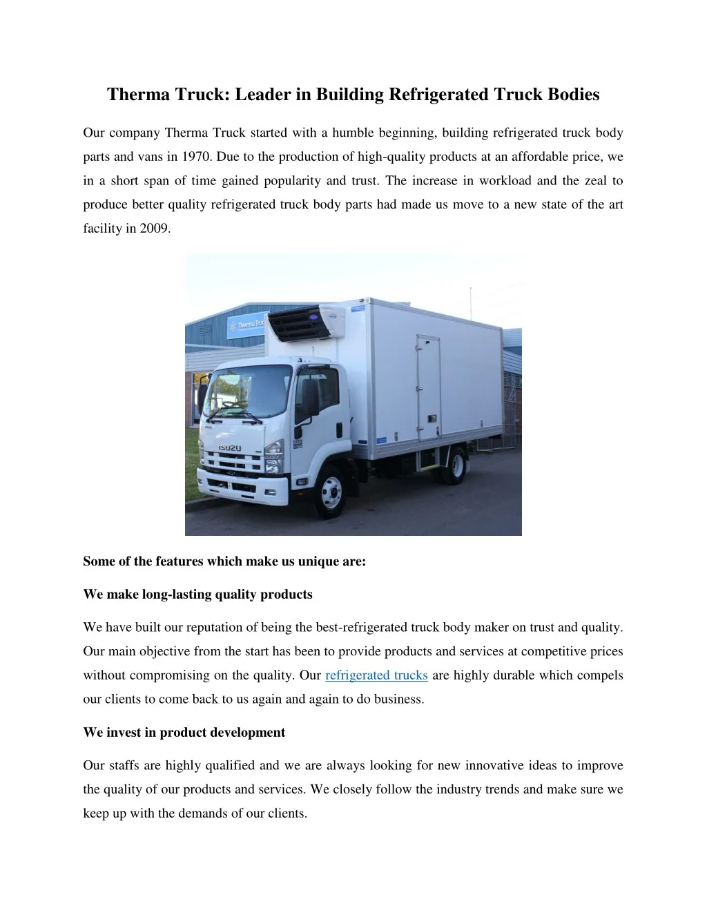 therma truck leader in building refrigerated
