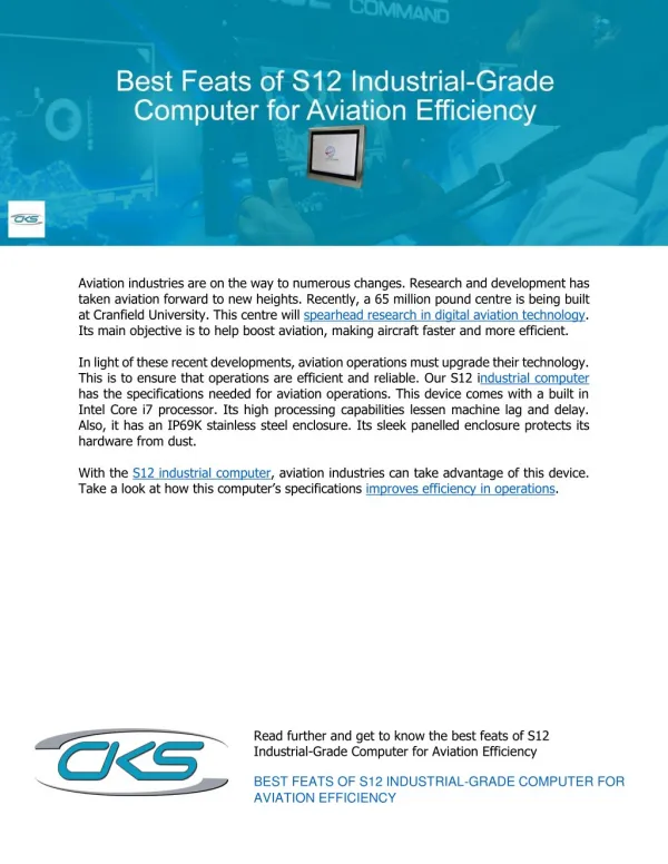 Best Feats of S12 Industrial-Grade Computer for Aviation Efficiency