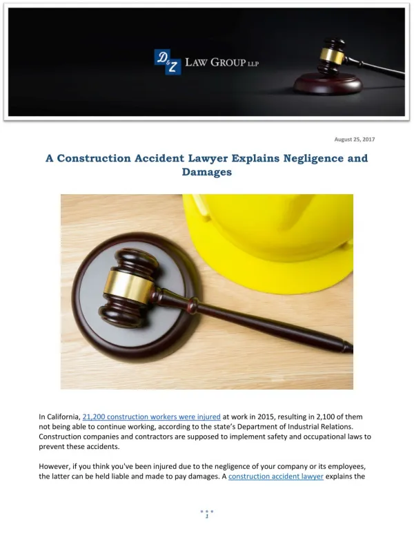 A Construction Accident Lawyer Explains Negligence and Damages