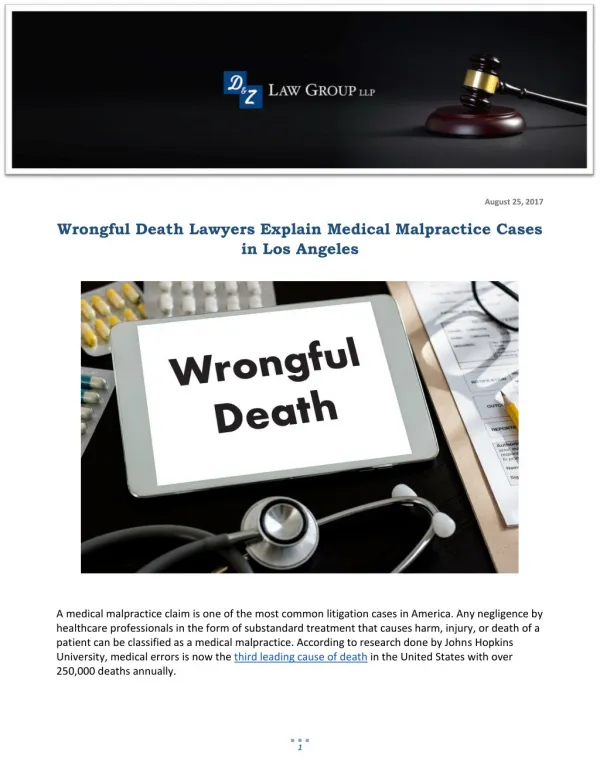 Wrongful Death Lawyers Explain Medical Malpractice Cases in Los Angeles