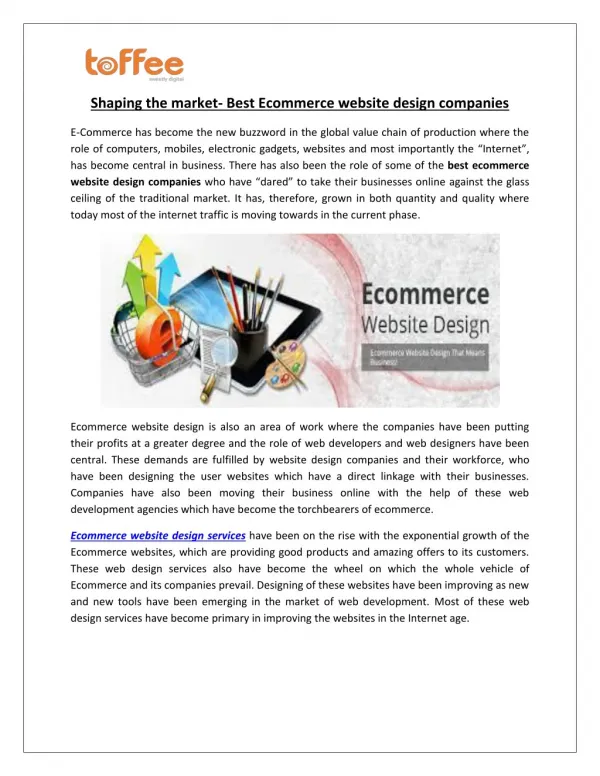 Shaping the market- Best E-commerce website design companies