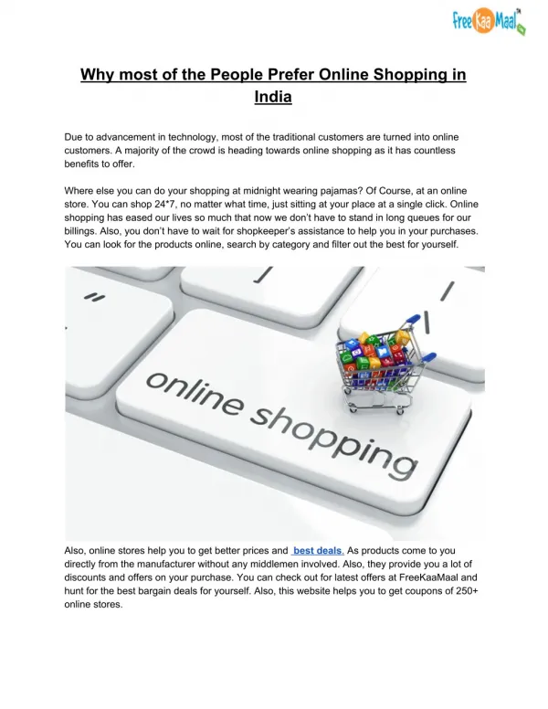 Why most of the People Prefer Online Shopping in India