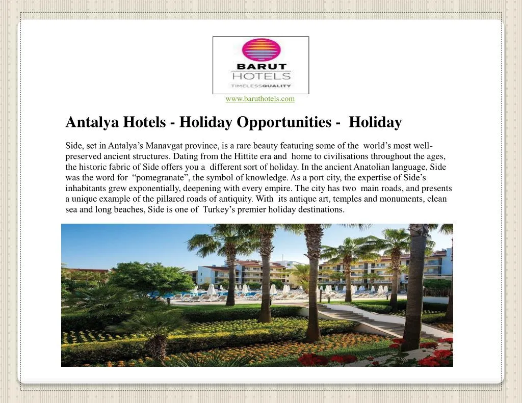 www baruthotels com antalya hotels holiday