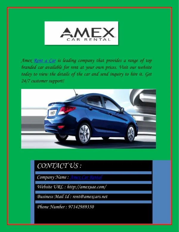 Great value for Car Hire & rent in dubai