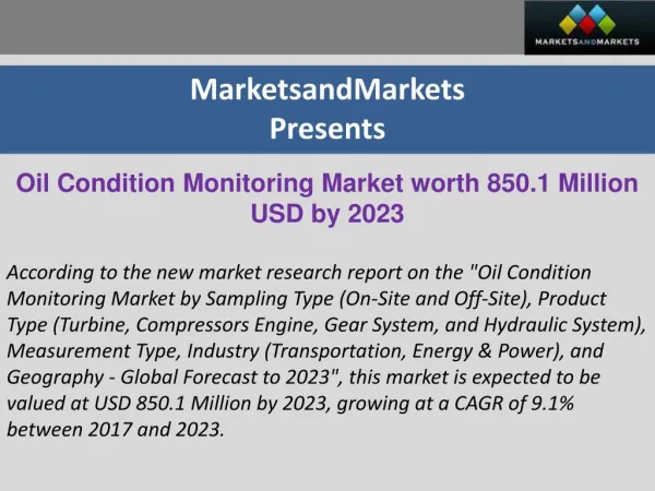 Oil Quality Monitoring Market for Hydraulic Systems in Transportation Industry (