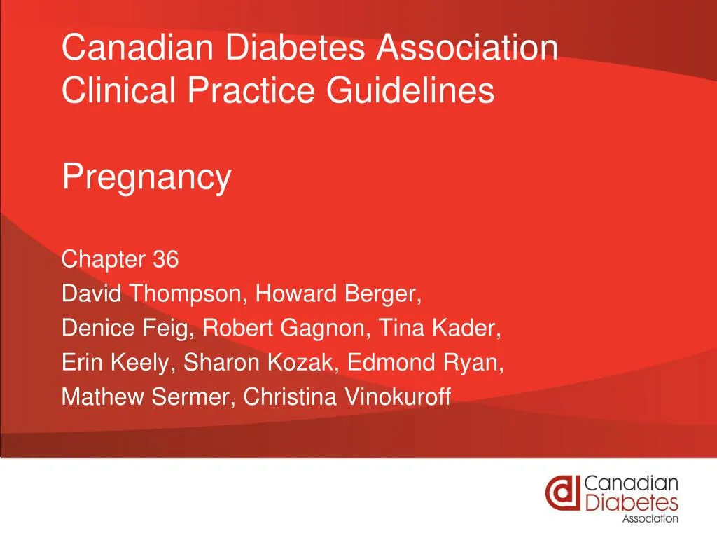 canadian diabetes association clinical practice guidelines pregnancy