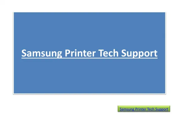 Samsung Printer Tech Support