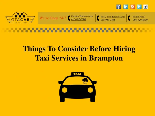 Things To Consider Before Hiring Taxi Service in Brampton