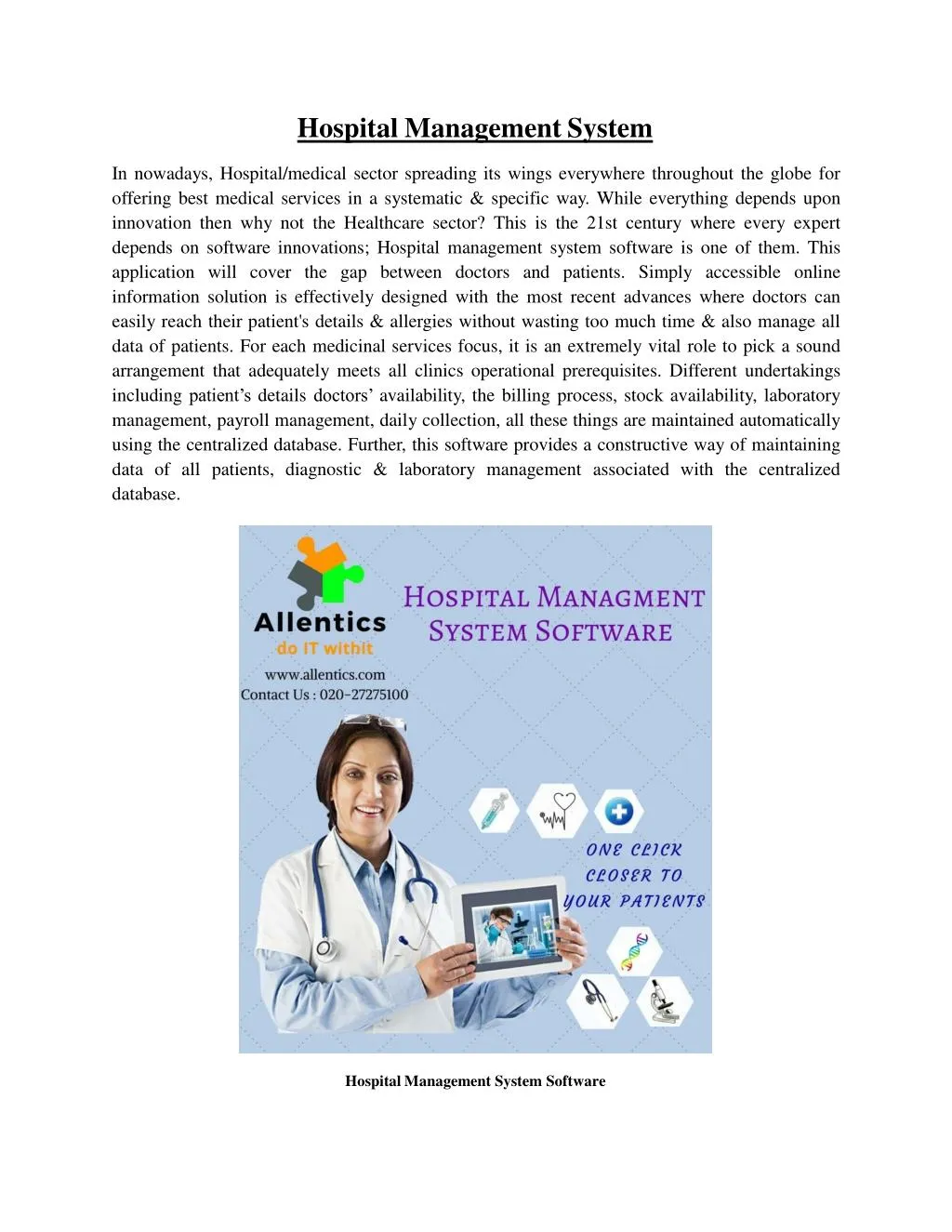 hospital management system in nowadays hospital