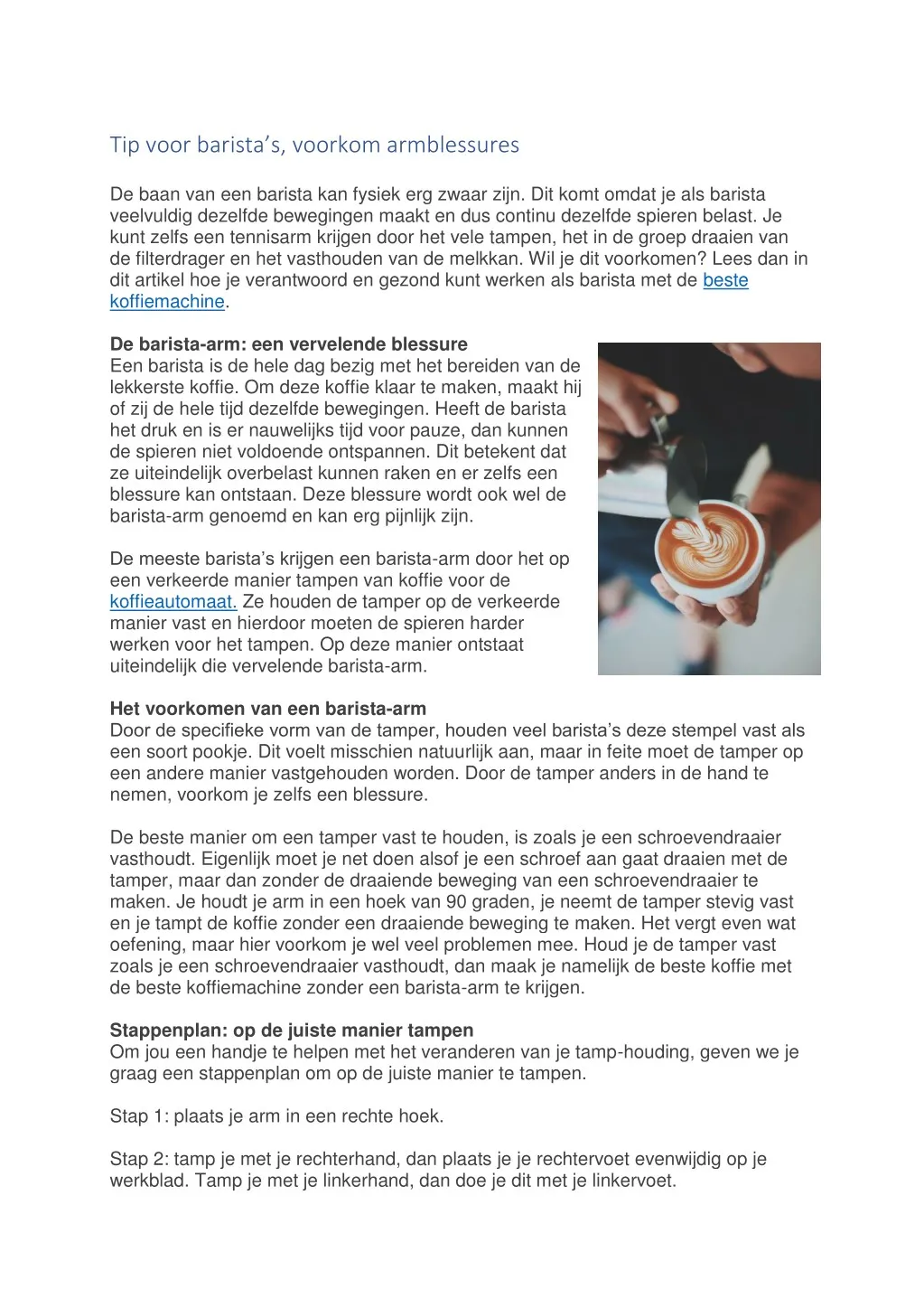 tip voor barista s voorkom armblessures de baan