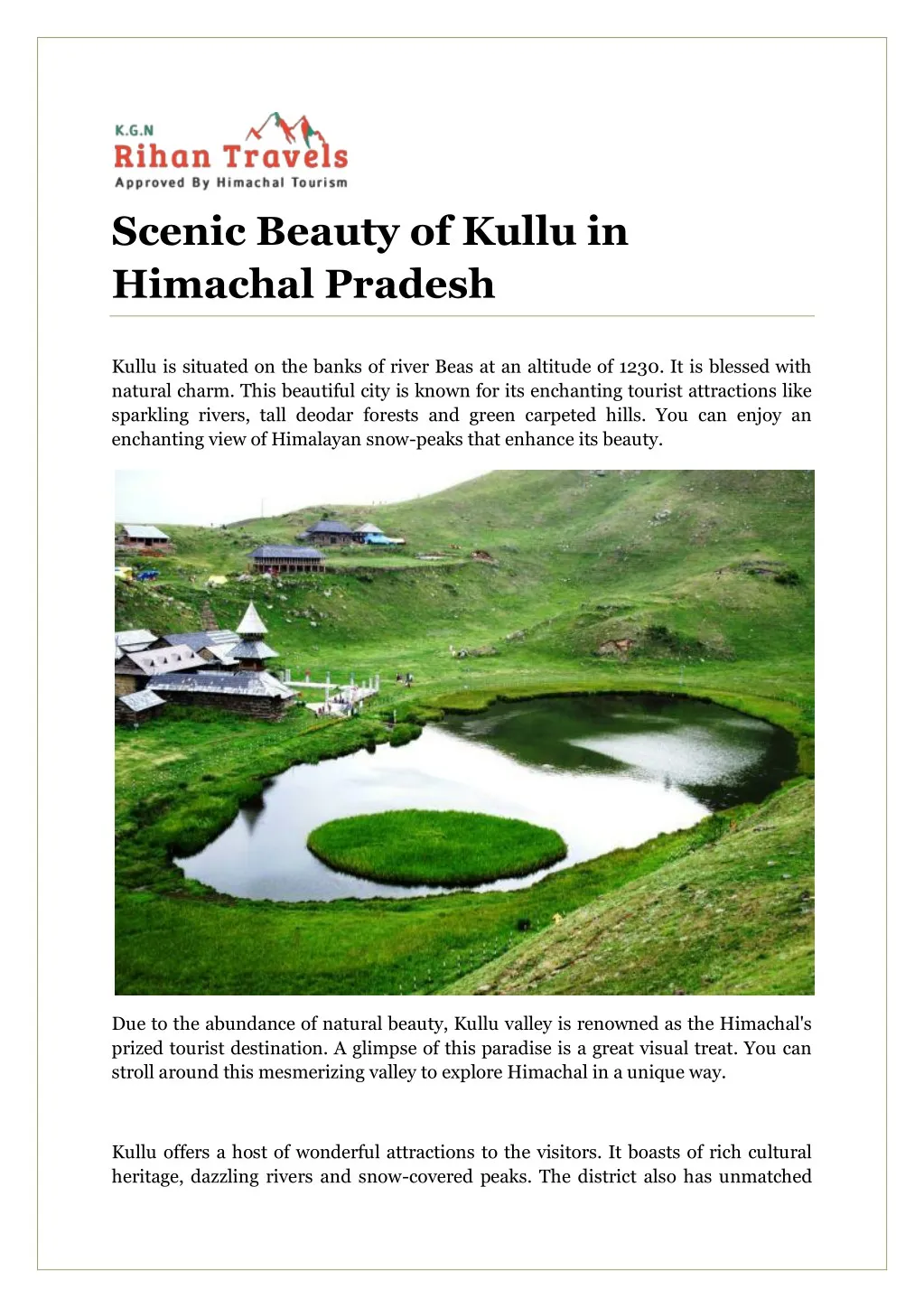 scenic beauty of kullu in himachal pradesh