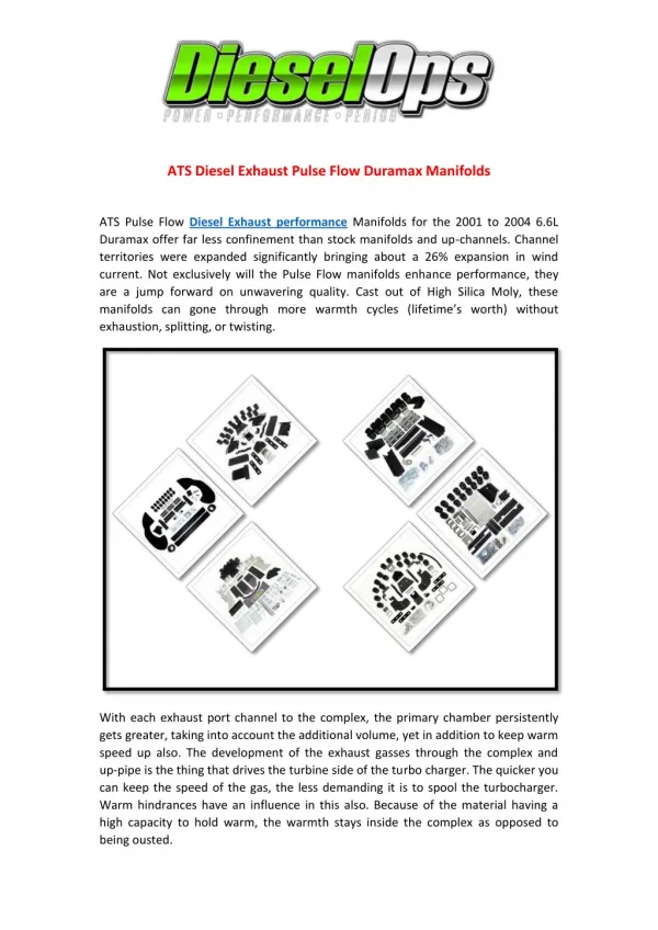 ATS Diesel Exhaust Pulse Flow Duramax Manifolds