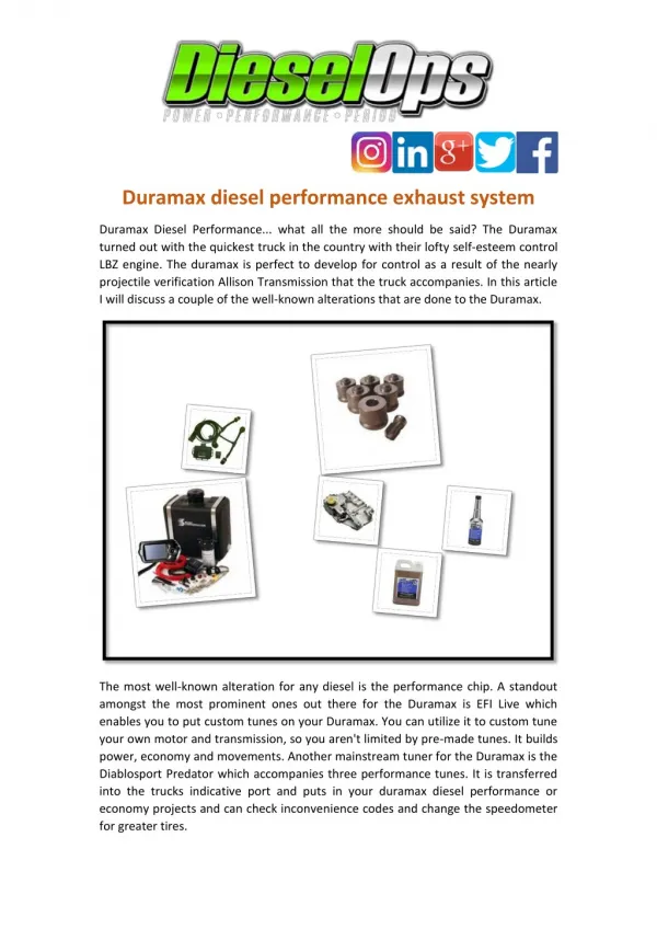 Duramax diesel performance exhaust system