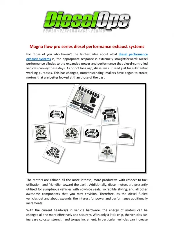 Magna flow pro series diesel performance exhaust systems