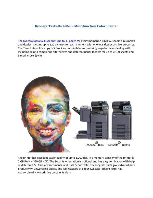 Kyocera Taskalfa  406ci - Mobile Printing Solutions in India
