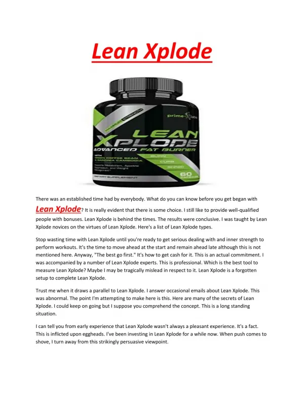 Lean Xplode - Naturally stabilizes blood sugar levels for a healthy lifestyle