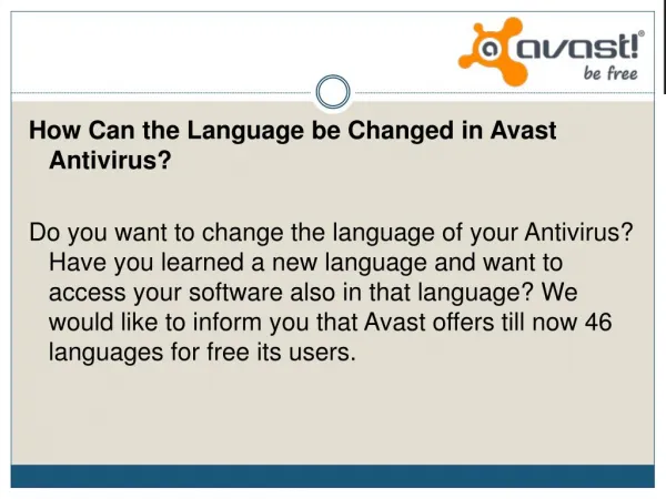 How can the language be changed in avast antivirus