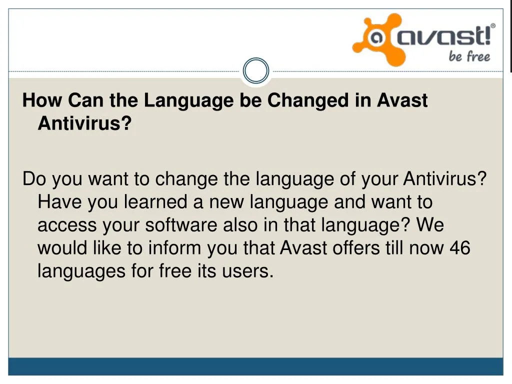 how can the language be changed in avast