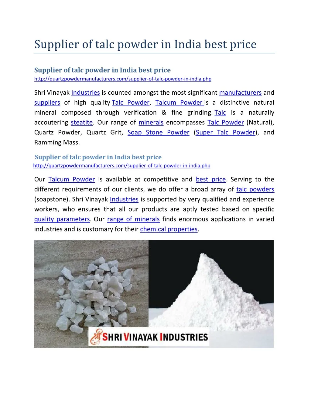 supplier of talc powder in india best price