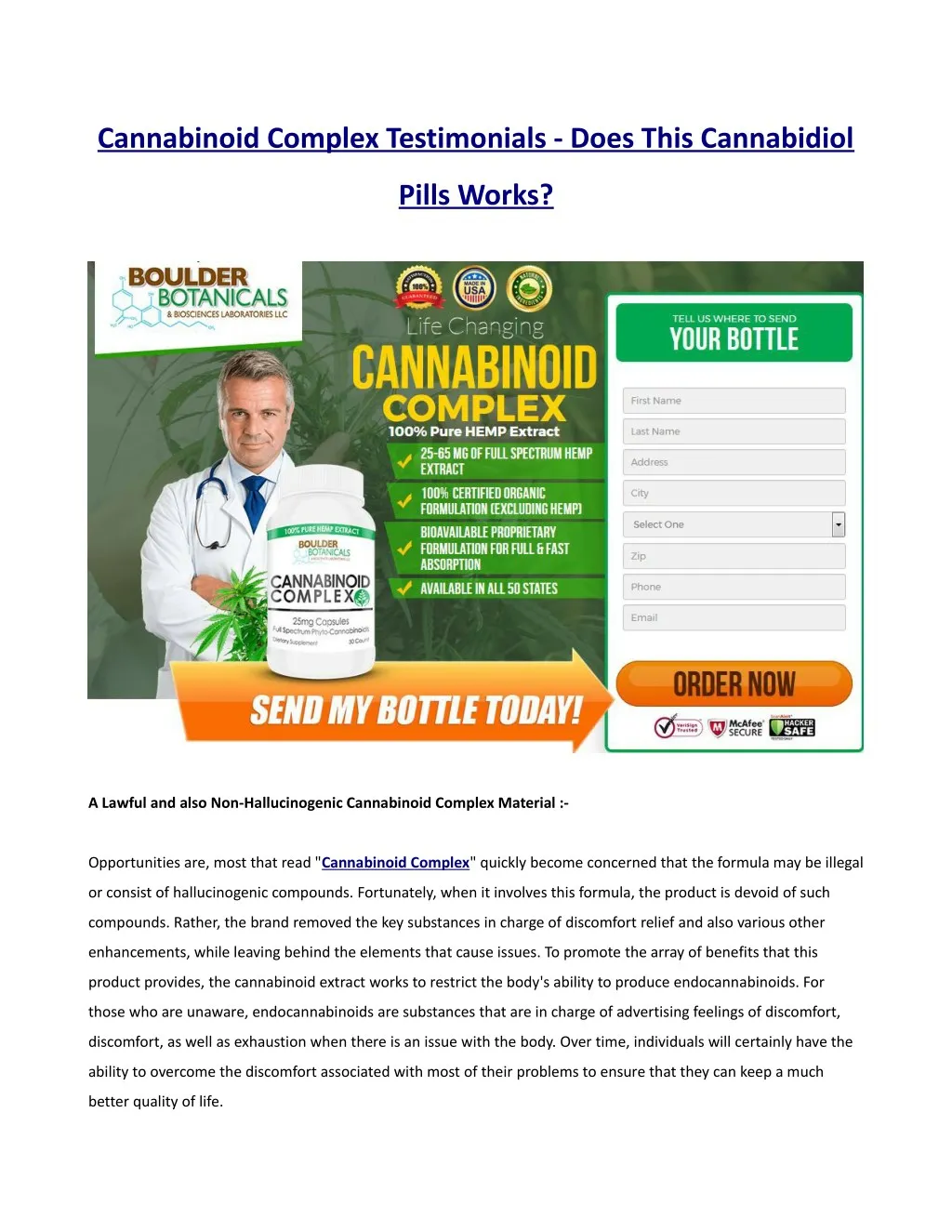 cannabinoid complex testimonials does this