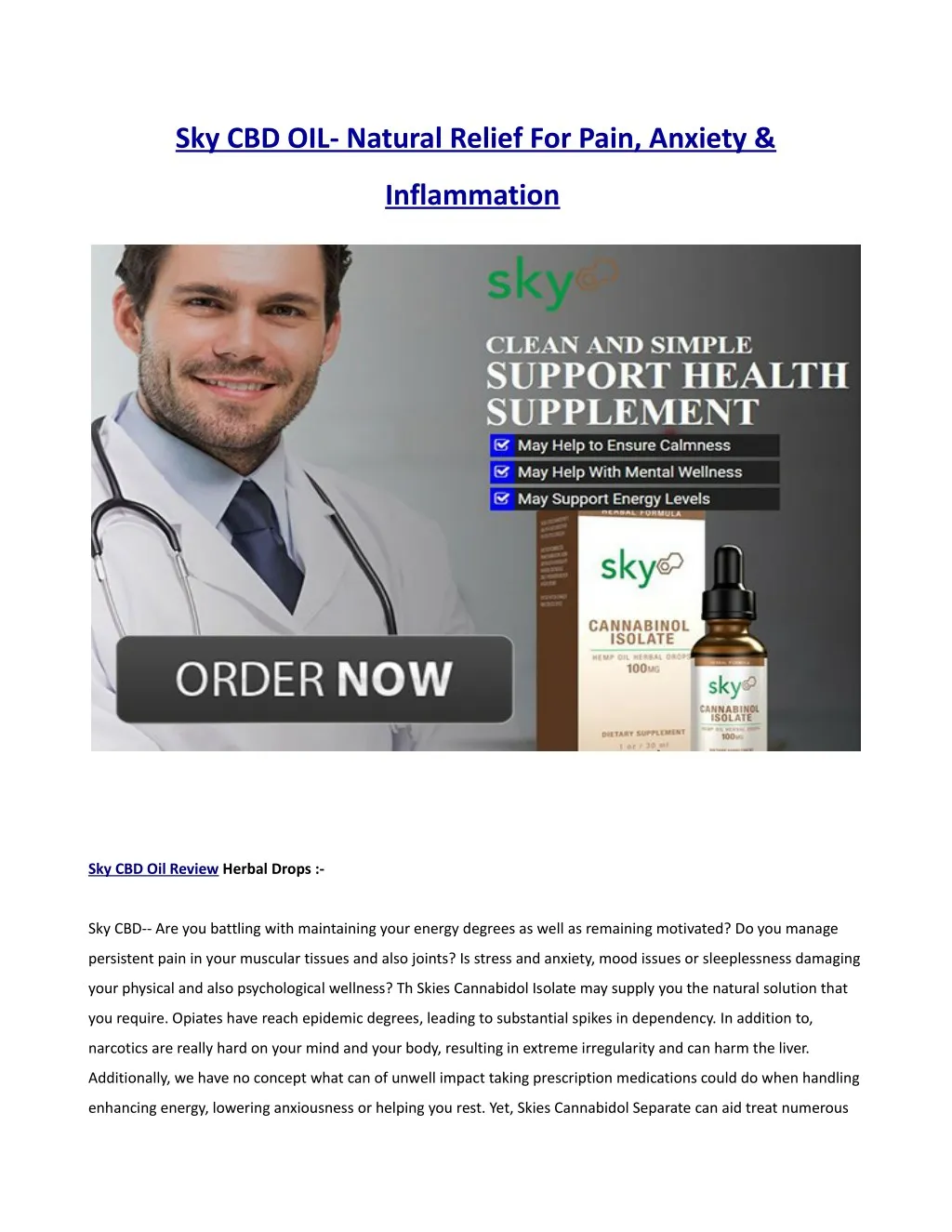 sky cbd oil natural relief for pain anxiety