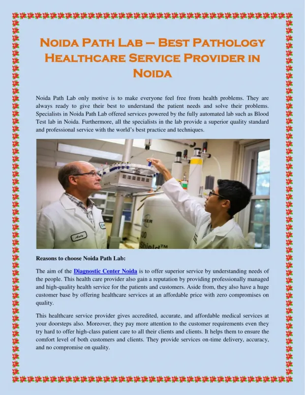 Noida Path Lab – Best Pathology Healthcare Service Provider in Noida