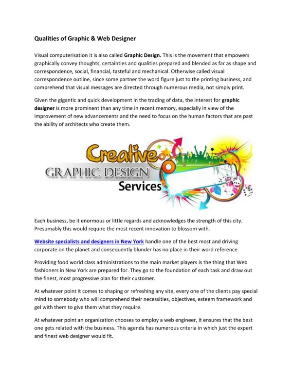 Qualities of Graphic & Web Designer