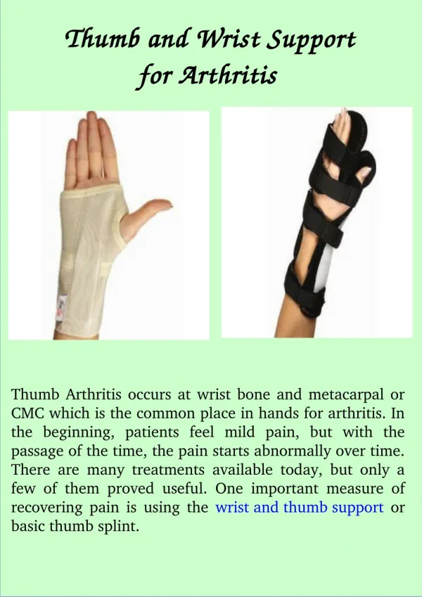Thumb and Wrist Support for Arthritis