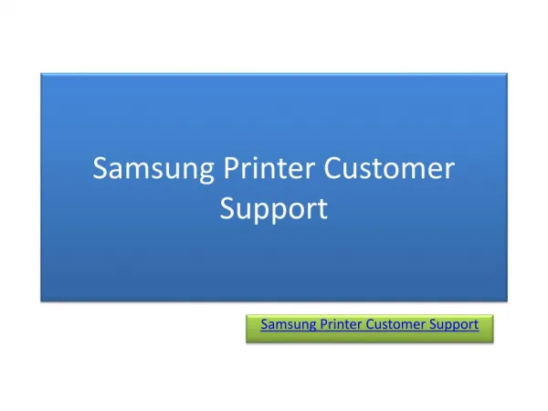 Samsung Printer Customer Support