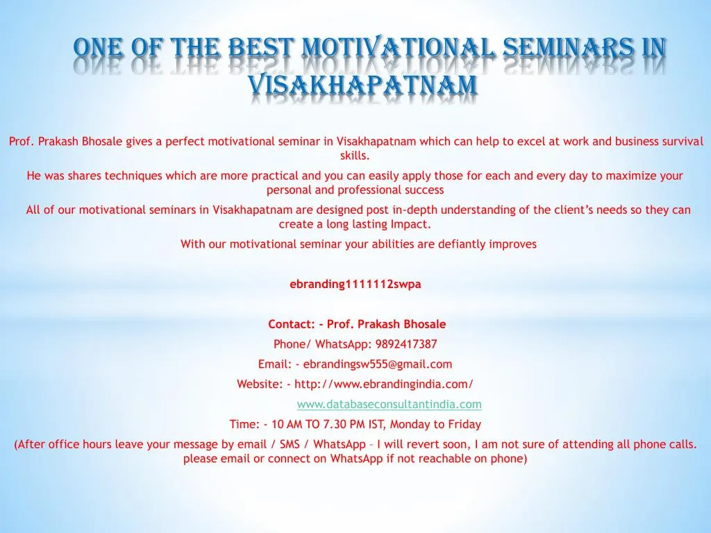 one of the best motivational seminars in visakhapatnam